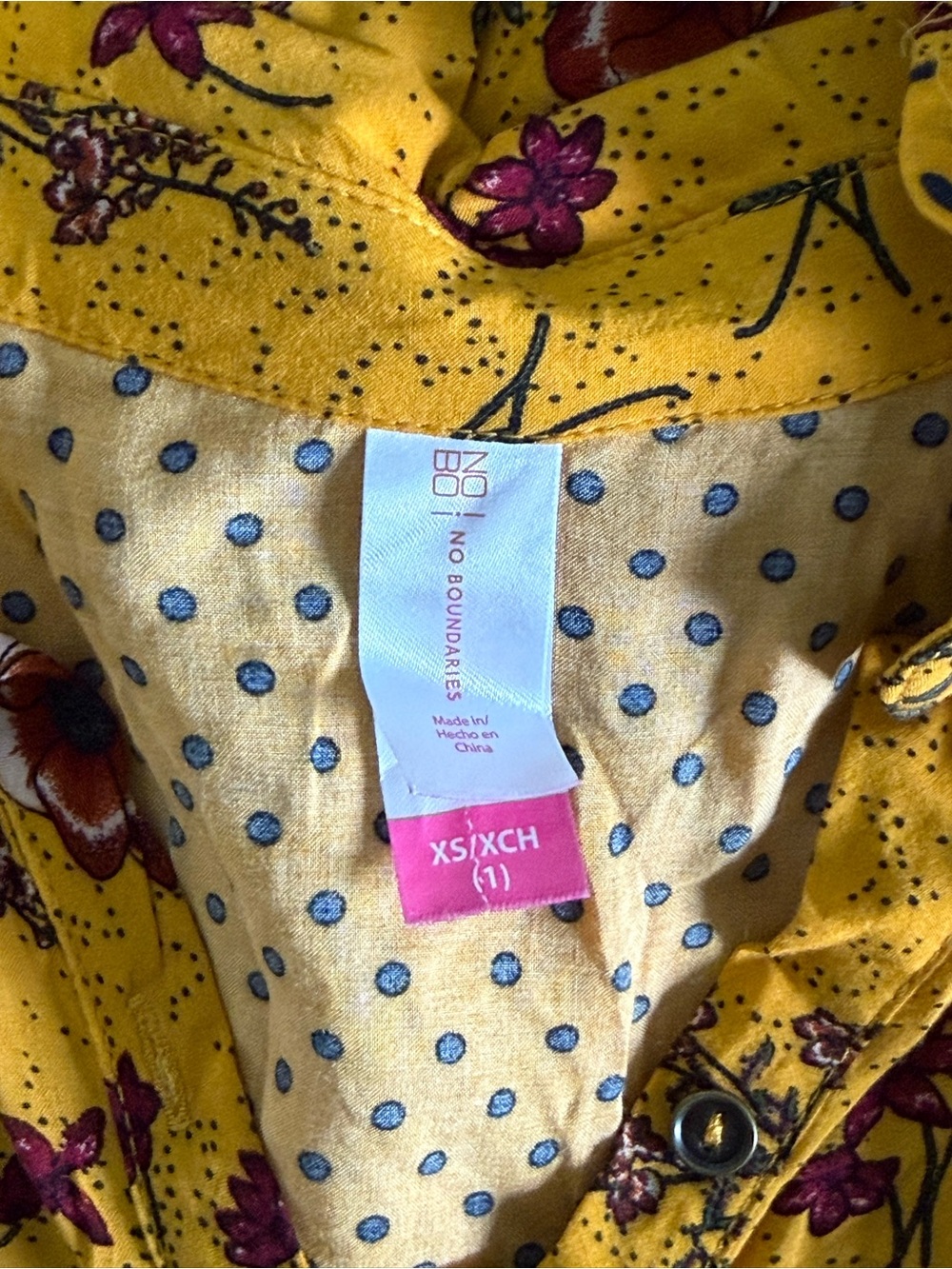 No Boundaries Mustard Floral Tie-Front Camisole - Picture 5 of 6